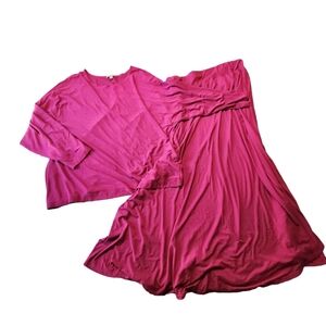Jessica London Women's Dark Fuschia Shirt and Skirt Set Size 22/24 H29